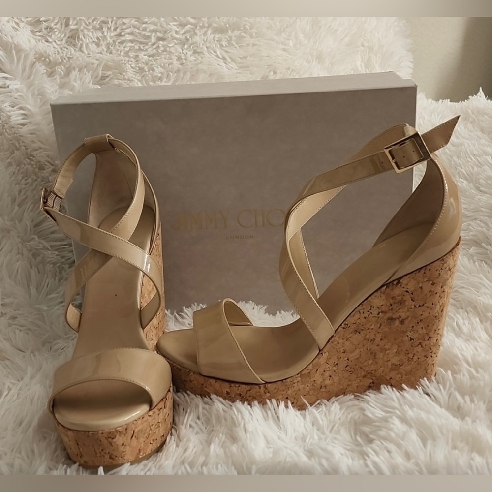 Jimmy Choo Tan Wedges NWOT - in box